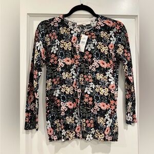 LOFT Multicolor Floral Button-Up Cardigan XS